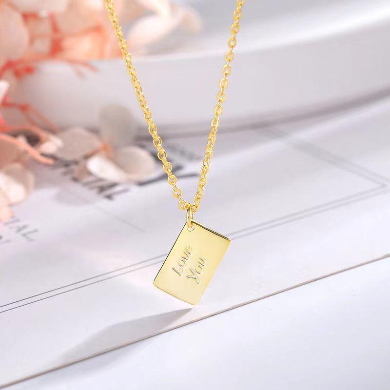Love Letter Envelope Pendant Couple Necklace - European & American Style, Titanium Steel, Creative Design