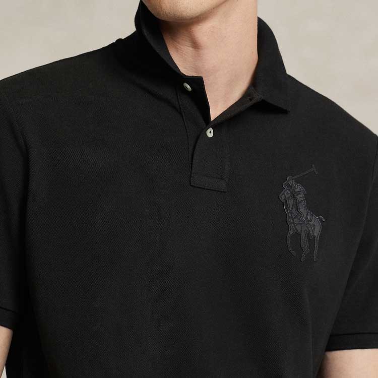 Polo Ralph Lauren FW23 Solid Logo Patch Casual Short Sleeve Polo Shirt Men Tops Black MNPOKNI1N822533-001