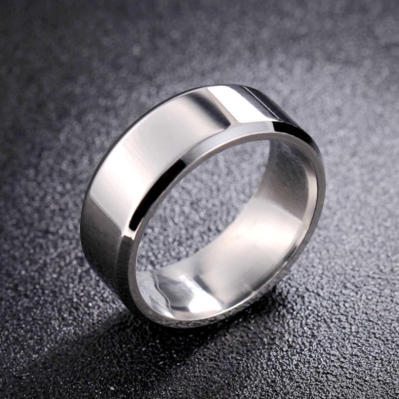 4mm/6mm/8mm Double Beveled Polished Stainless Steel/Titanium Ring - European & American Style