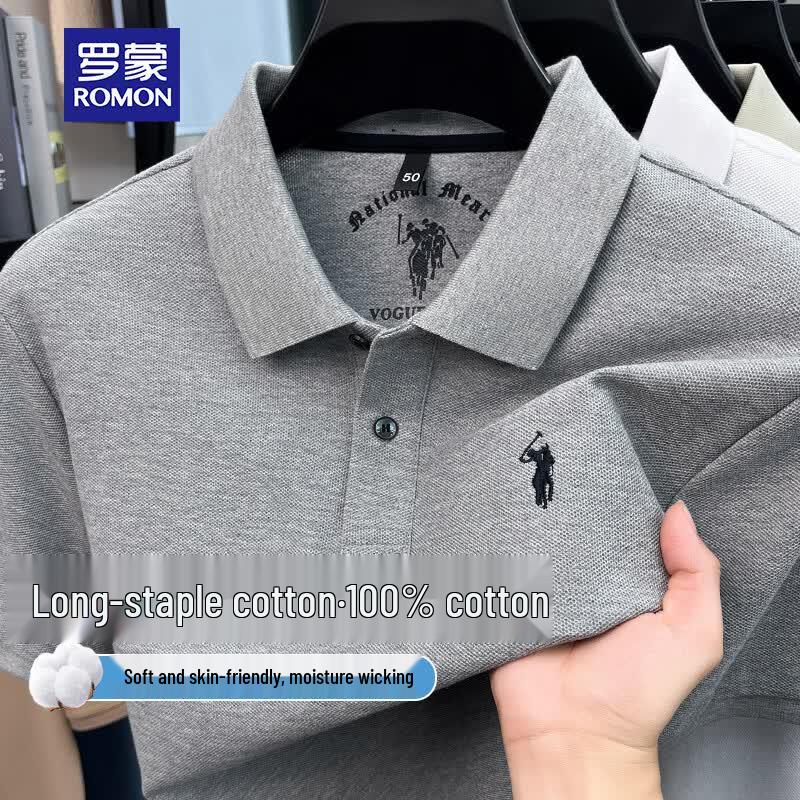 ROMON Men's Premium Embroidered Cotton Polo Shirt
