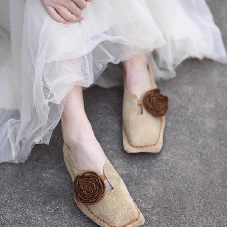 Vintage Floral Loafer With Pu Material For Casual Daily Wear Women