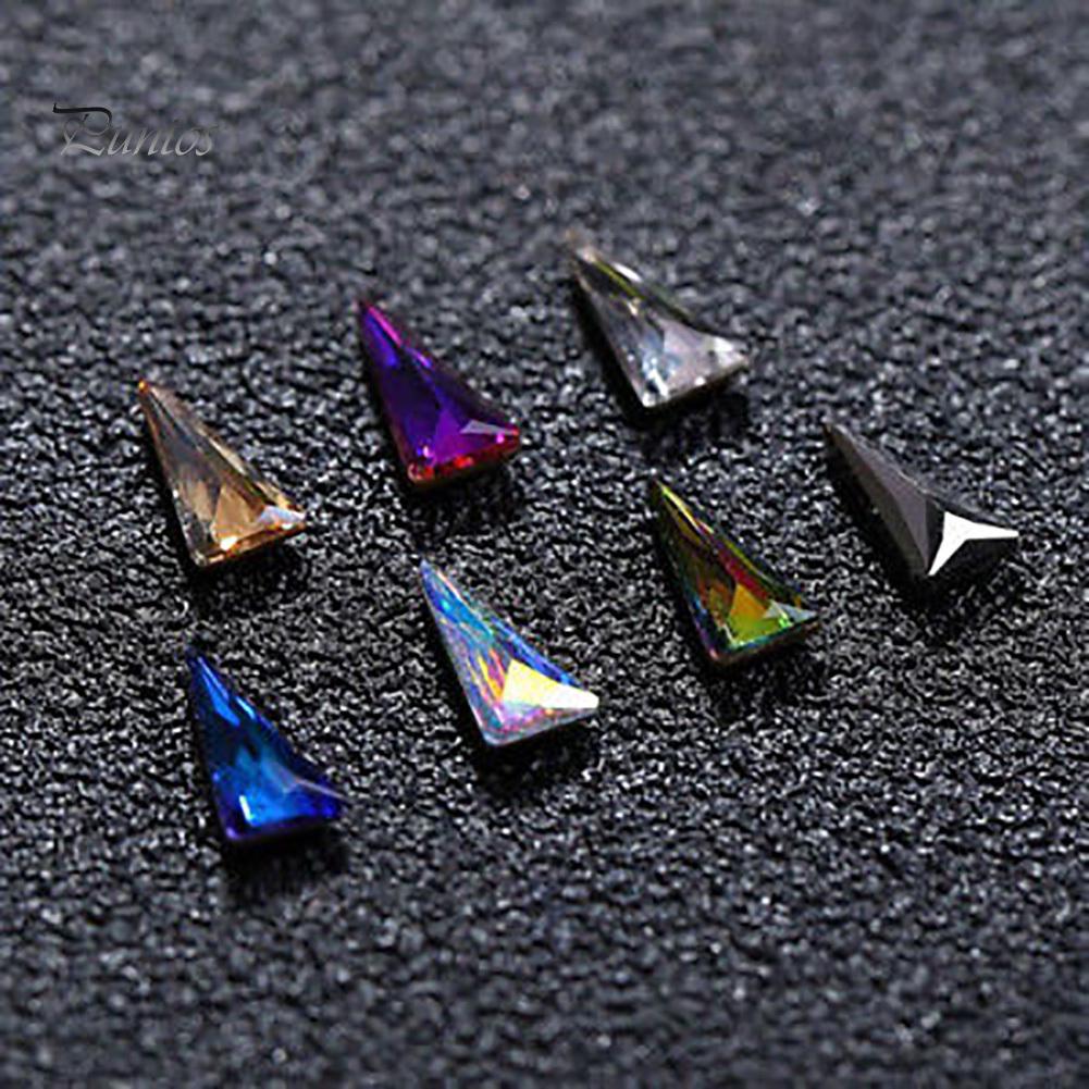 Puntos Nail Art 10Pcs Women Triangle Tip Shiny Rhinestone DIY Decoration Manicure Kit