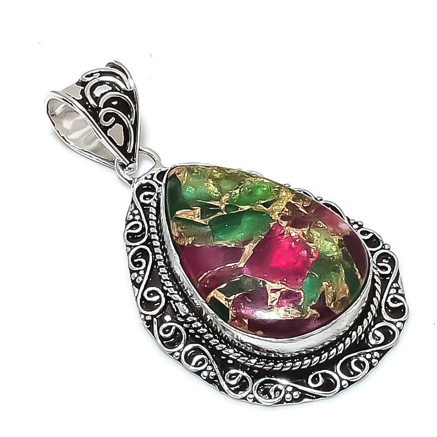 Natural Copper Pink Tourmaline 925 Sterling Silver Jewelry Pendant 2.17 ETC-14030