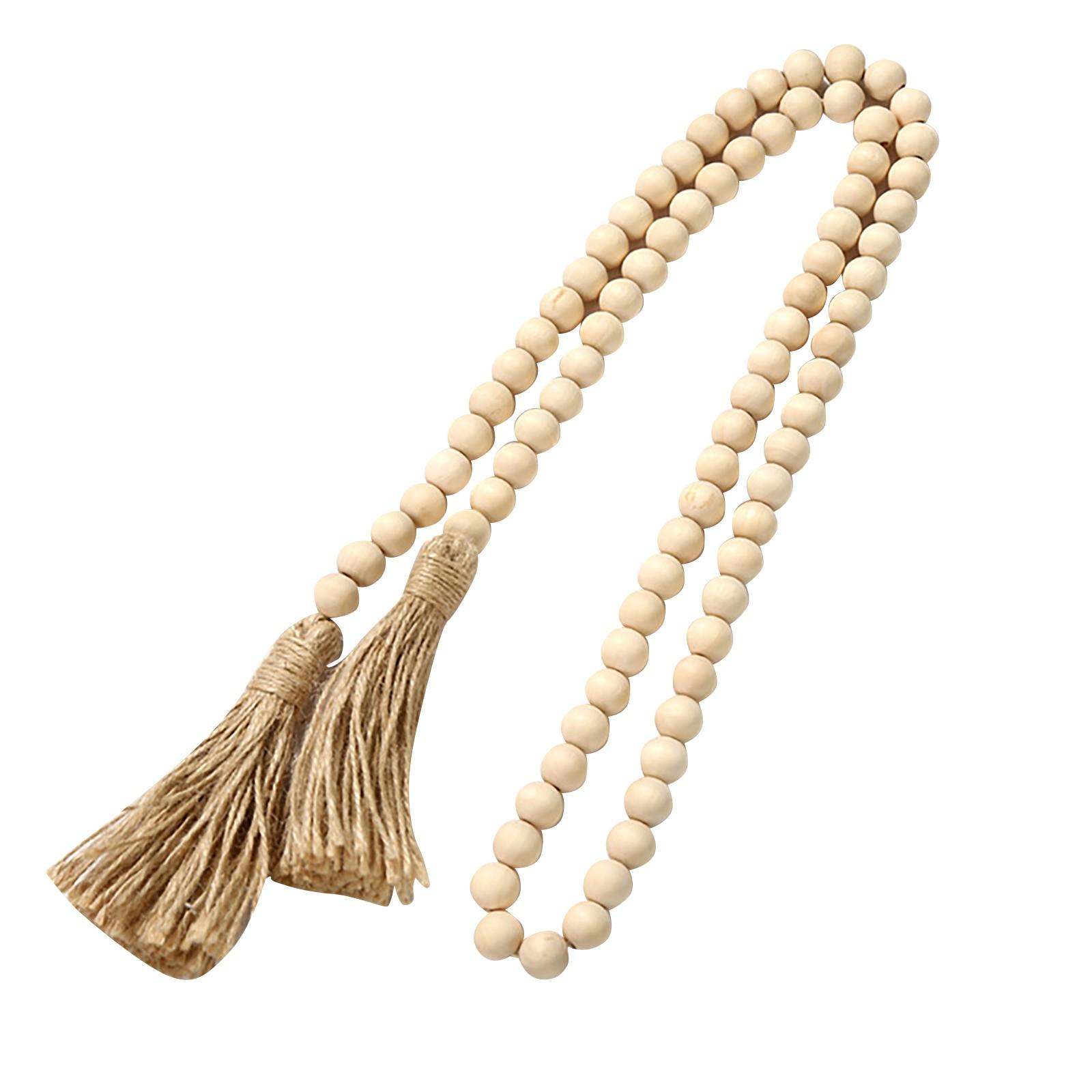 

Handmade Garland With Jute Rustic Tassel Wood Bead Garlands For Rattan Macrame Wall Hanging Boho Gift DIY Wooden Home Decoration різнокольоровий