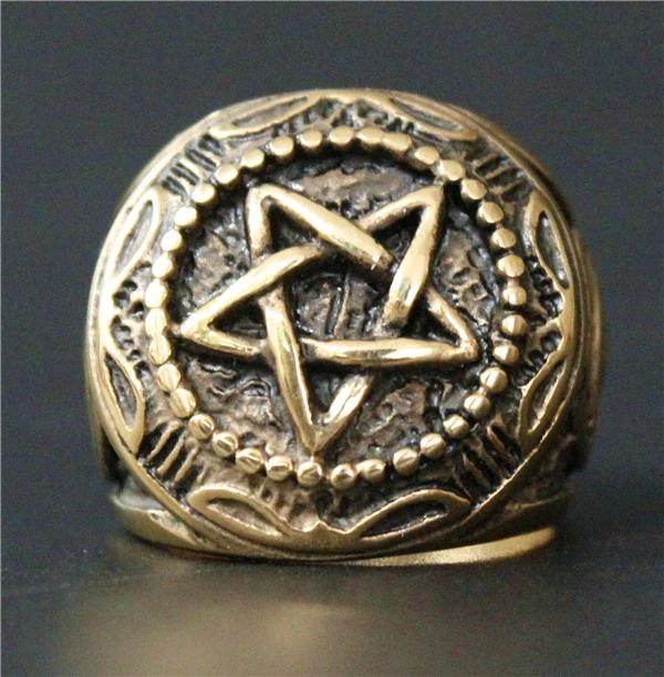 Ancient Ring Supernatural Pentacle Pentagram Five Point Star Amulet Talisman Stainless Steel Protect Health Jewelry Charming Accessories