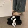 Fashion Women's Flat Shoes Spring New Square Head Shallow Mouth Suede Front Lacing Soft Sole Anti-slip Wear-resistant Single Shoes