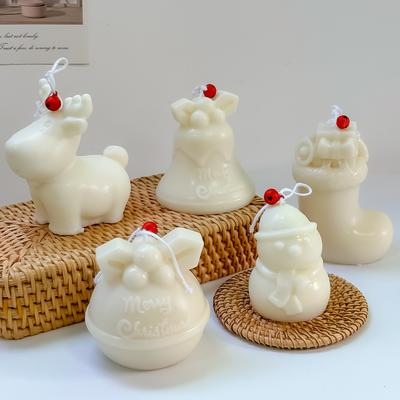 Weihnachtskerze Silikonform DIY 3D Niedlicher Elch Schneemann Strumpf Glocke Kerze Seife Gips Harzformen Weihnachtsgeschenk Partydeko