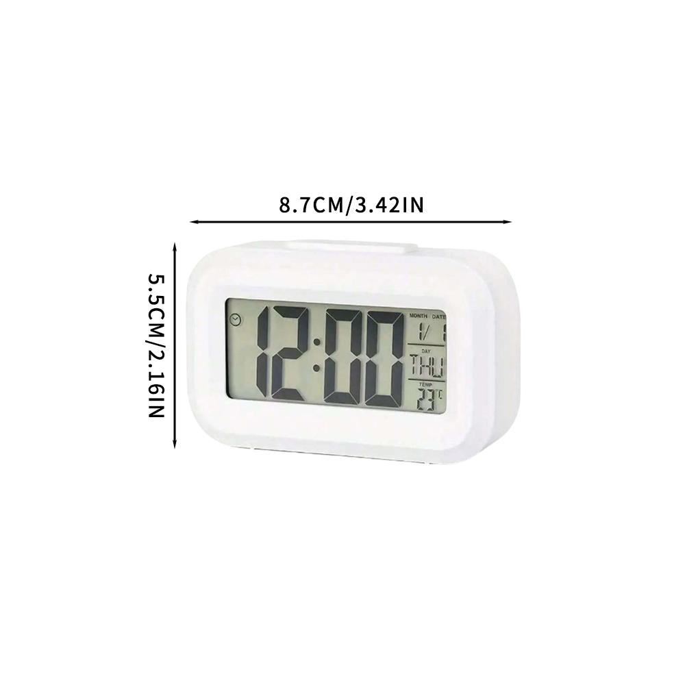 1/2pcs Smart Digital Alarm Clock Black White Lcd Display With Temperature Calendar Timer Led Light Home Office Travel Desk Clock