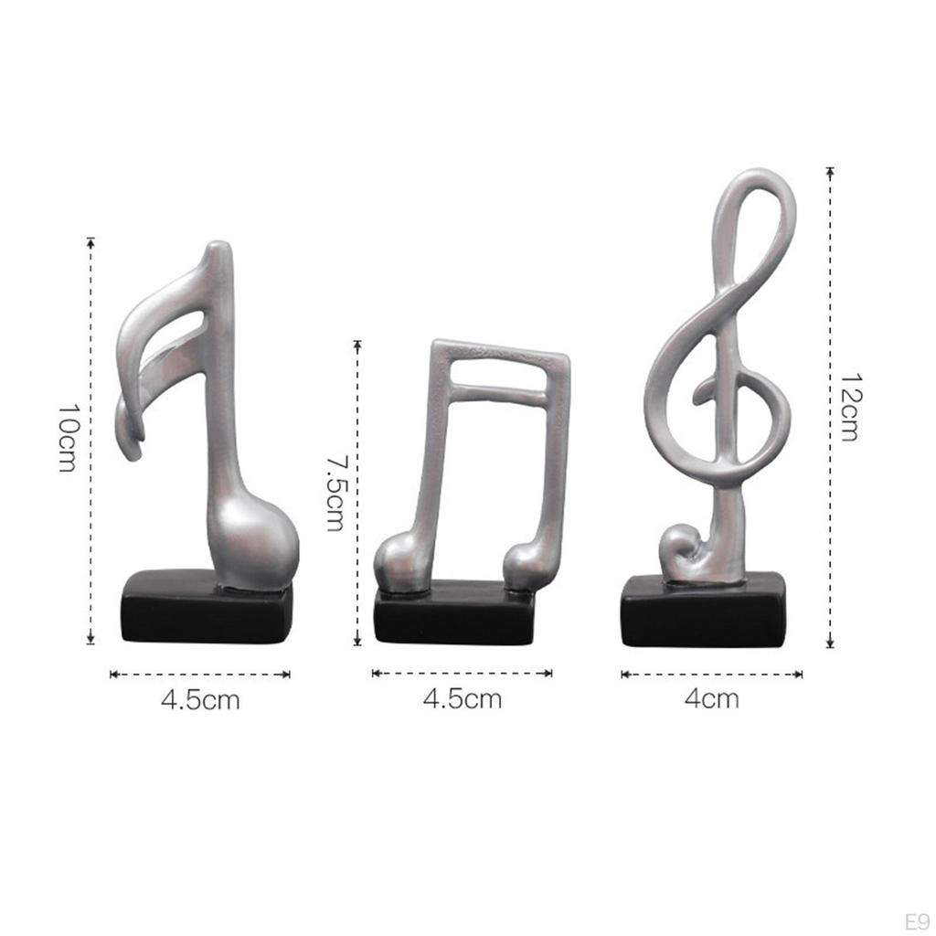 3 Pcs Modern Musical Notes Statues Sculpture Symbol Crafts Resin Figurine Music
