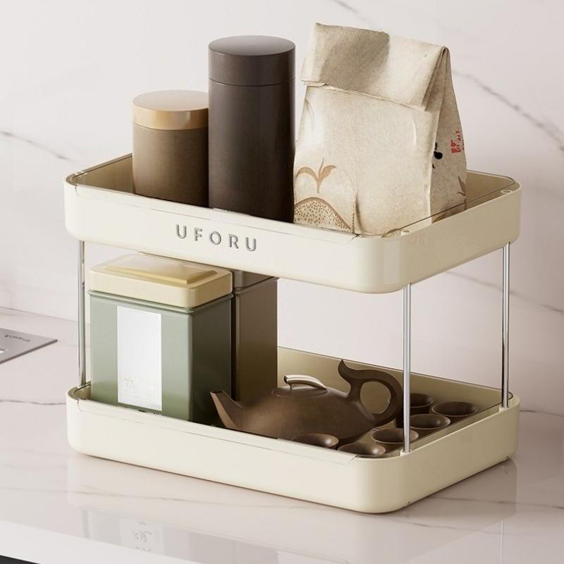 Suport pentru scurgere pentru cești de bucătărie și multifuncțional, suport pentru depozitarea ceștilor de ceai de uz casnic antic, organizator cu capacitate mare, cu strat dublu