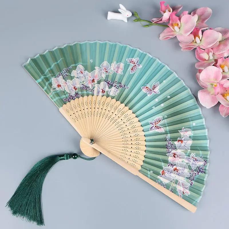 Vintage Chinese Style Portable Folding Fan Party Wedding Dance Hand Fans Summer Bamboo Craft Gift Room Decoration Ornaments New