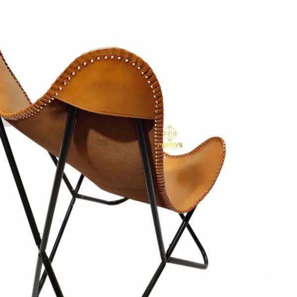 Handmade Buffalo Leather Butterfly Chair, Rustic Accent Seating
