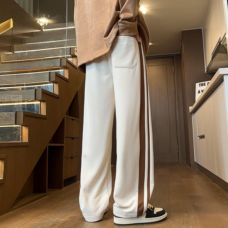 Wassup Sohot Men's Loose Fit Letter Print Straight Leg Casual Pants