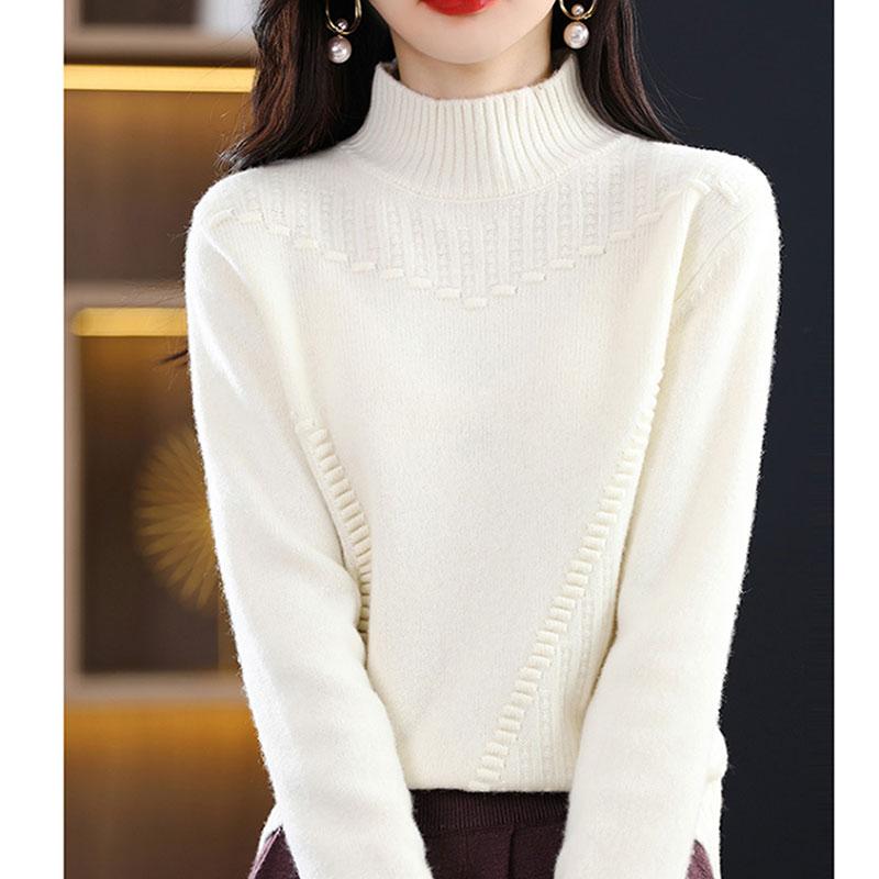 

Ранняя осень новый свитер с полувысоким воротником женский утолщенный теплый свободный модный короткий универсальный базовый вязаный свитер женский 2XL recommends 130-72.5kg