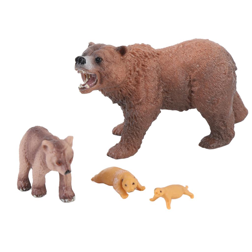 4 Stück Braunbär Wachstumszyklus Statue Realistische Detaillierte PVC Tierfigur für Zuhause Büro Party