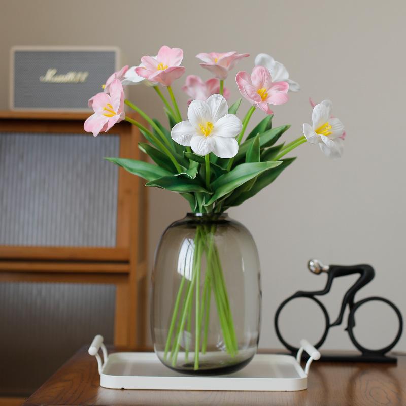 Opening Tulip Flowers Real Touch Artificial Flower Lifelike PE Foam Fake Flower for Wedding Party Decor Home Garden Decoration