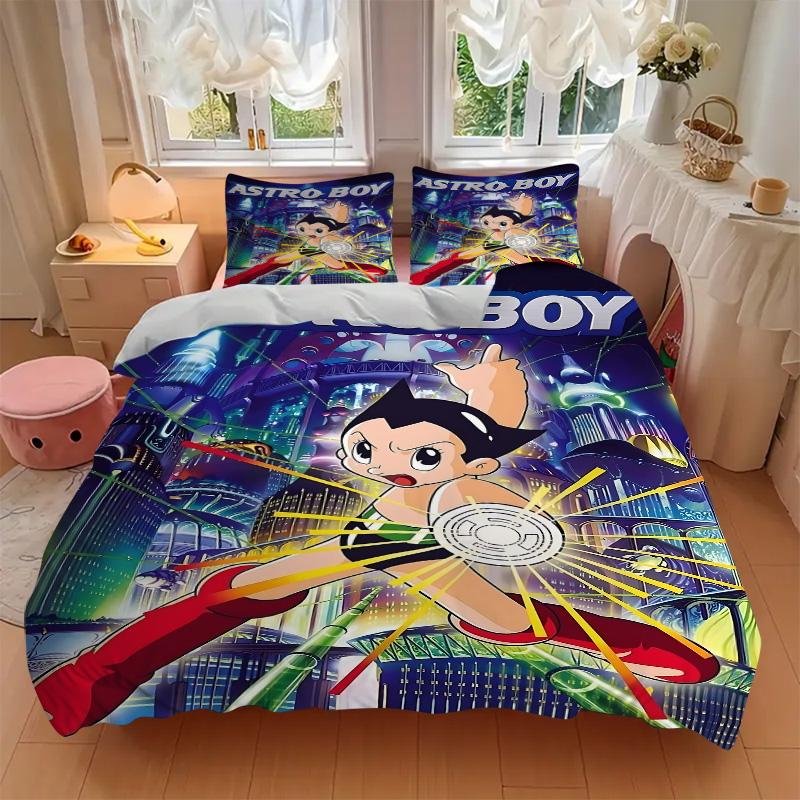 Astro Boy Print 3Pcs Bedding Set,Duvet Cover with 2 Bedro,Pillowcase Home Birthday Gift