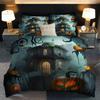 Horro Halloween Bedding Set Pumpkin Digital Printed Soft Cozy Duvet Cover King Queen Twin Single Size Bithday Gift Room Decor