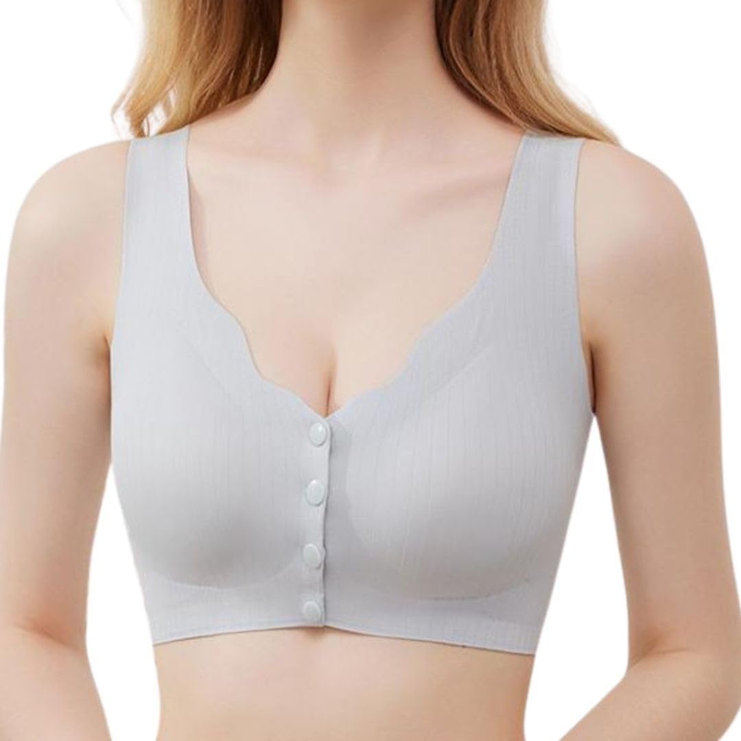 

рак молочной железы для ледяного серого 2XL [Mikopuera] Бюстгальтер под наблюдением медсестры, совместимый с вкладышами, с застежкой спереди, без косточек, уход после операции,