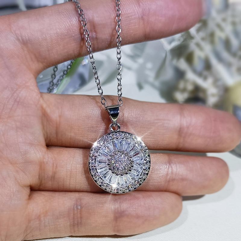 

Популярна модна кругла ювелірна прикраса подарунок срібний мікро-паве циркон підвіска сережки браслет кільце три предмети вечірка день народження