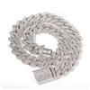 Iced Out Diamond 18mm Cuban Link Chain Luxury Full Rhinestones Mens Exaggerated Hip Hop Jewelry Cuban Necklace