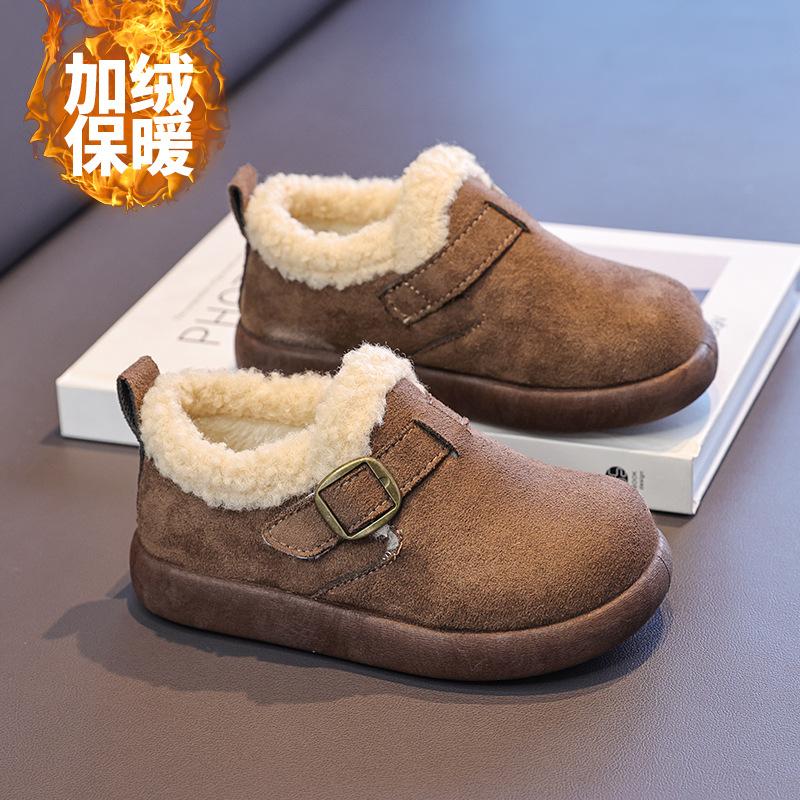 

Boys large cotton shoes2026New Winter Children s Snow Boots with Fleece Lining, Non-Slip Boys Sports Birkenstock Shoes 26Inner Length16.2cm коричневый
