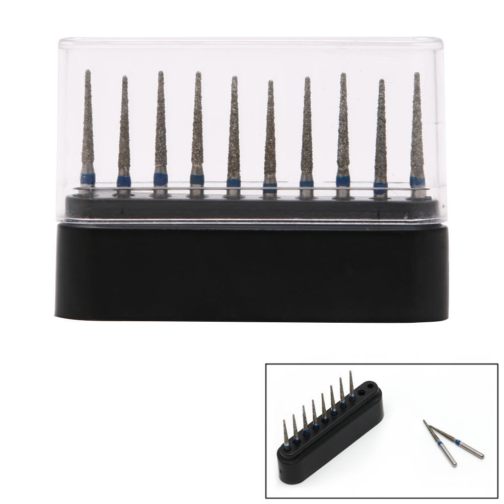 10pcs 1.6mm Burs Set Diamond Grinding Drill Bit Lab Burrs Block For High Speed Rotary Grinder Tool
