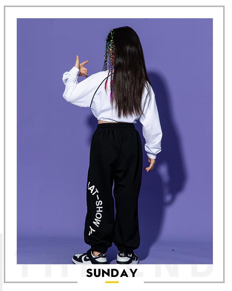 Kids' Hip Hop Dance Outfits: Boys & Girls Spring/Autumn Performance Wear with Crop Tops and Sweatpants