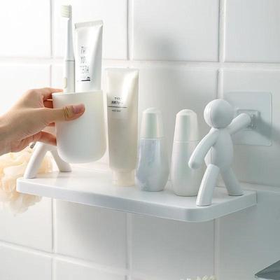 Einfaches Badezimmer Wandhänge Schutzgitter Hakenleiste Kreatives Freies Stanzen Aufbewahrungsregal Küchen Gewürzregal Organizer