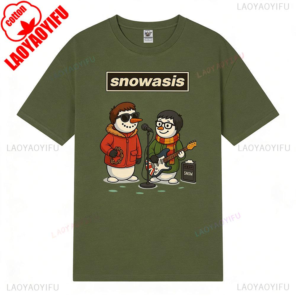 Snowasis Christmas TShirt Funny Snowman Band Shirt Festive Music Lover Tees  Harajuku High Quality Cotton Tops Streetwear