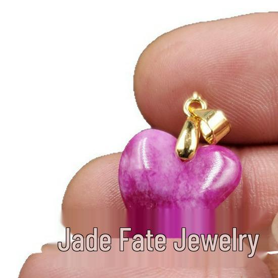 Heart-shaped Pink Quartzite & Jade Pendant Necklace