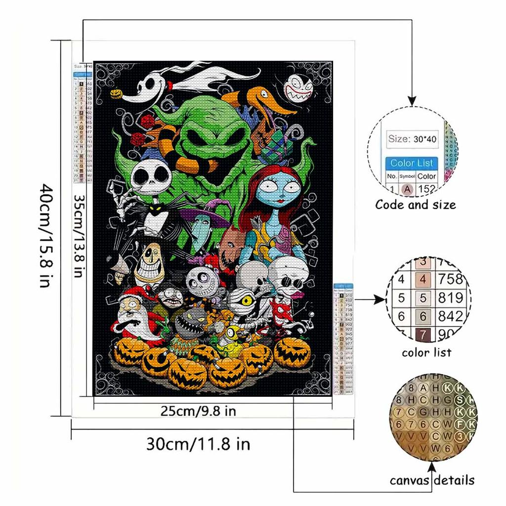 DIY Diamond Painting Halloween Skeleton Cross Stitch Kit Mosaic Art Diamond Painting Full Circle Diamond Home Decoration