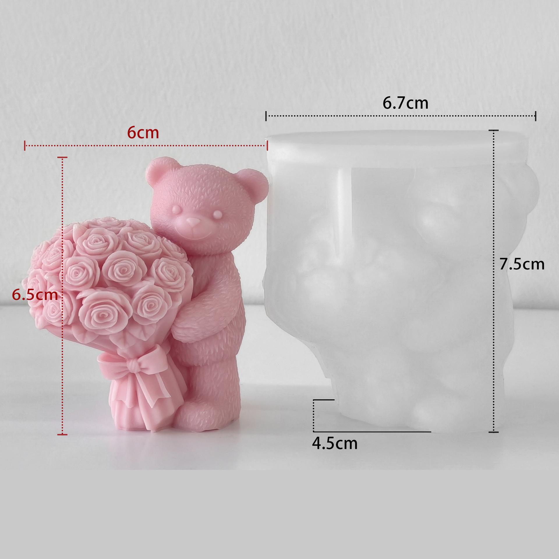 

Plaster Ornament Mold Scented Bear Candle Mold Rose-Holding Candle Mold Decorative For Diy Enthusiasts Valentine S Day Gift