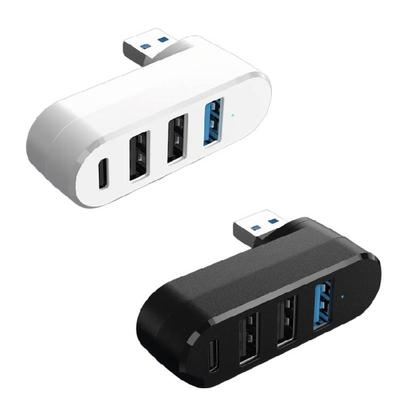 USB 3.0 Hub 4 Port USB Hub USB Splitter with 3 USB Port & 1 USB C Powered Data Port 180° Degree Rotatable USB Extender