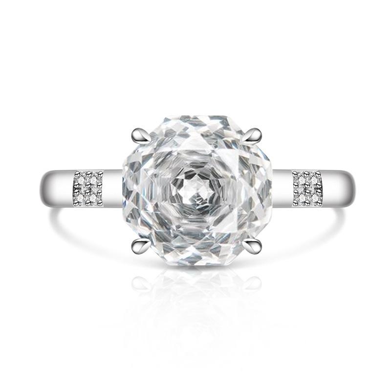 925 Sterling Silver Stylish Simple Rose Cut Colored Zircon Ring Birthday Party Anniversary Gift белый