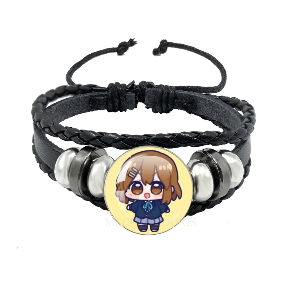 Anime K-ON Leather Bracelets Hirasawa Yui Akiyama Mio Tainaka Ritsu Multilayer Braided Black Bracelet Bangles Jewelry Gift