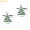 Christmas Tree Shaped Drip Painted Metal Cufflinks Men's French