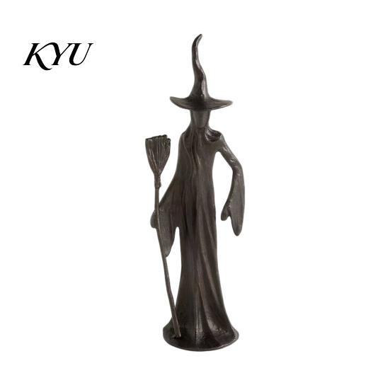 Collectibles for Gothic Lovers Abstract Witch Figurine, Resin Black Cat Statue, Retro Ornaments Ornament, Halloween Tabletop Decor Home Mantel Office