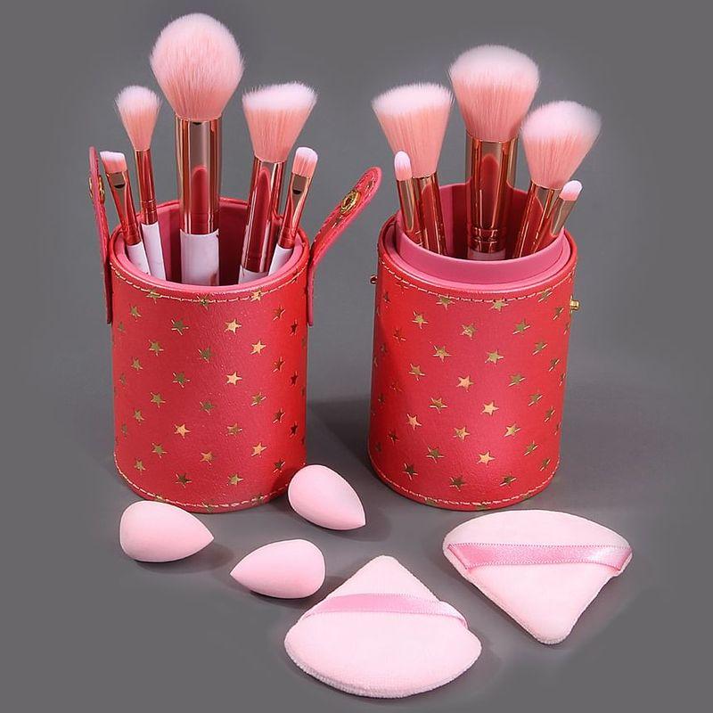 REGENBOOG - Set of 15: Marble Print Makeup Brush + Mini Makeup Blender Beauty Sponge + Triangle Powder Puff + Case