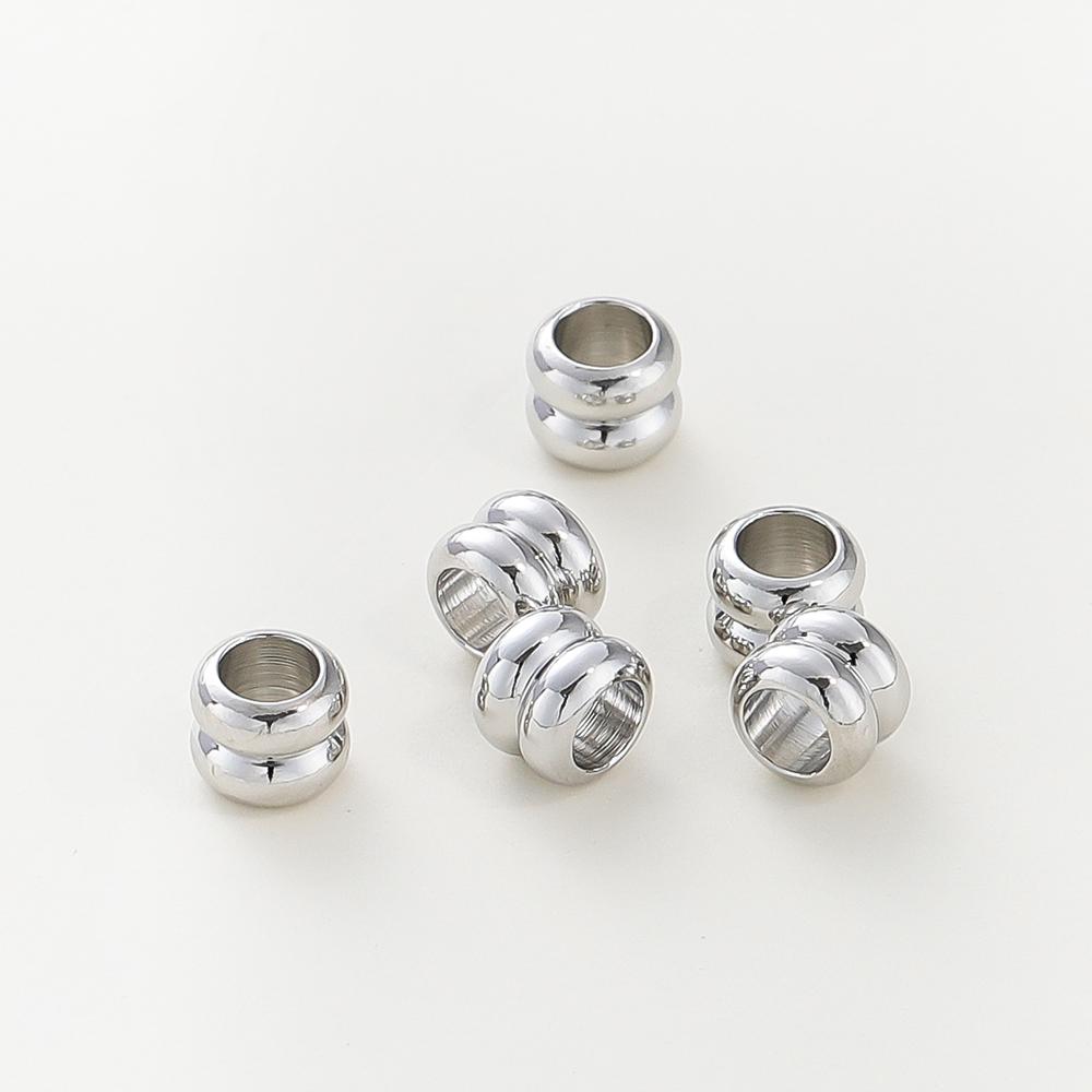 20pcs/lot 14K 18K Gold Plated Platinum Cylinder Bracelet Metal Beading Loose Spacer Beads For Decorate DIY Jewelry Findings
