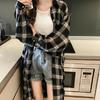 Unisex Plaid Long Sleeve Mid-Length Shirt Jacket, Sizes M-4XL