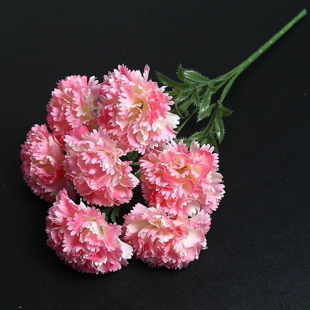 Silk Cloth Artificial Carnation Bouquet Photography Props 7 Heads Simulated Carnation Mother's Day Gifts Wedding Fake Flower
