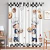 2 Pcs Little Chef Print Curtains,suitable for Bedroom,living Room Kitchen Decoration,home Decoration,window Decoration