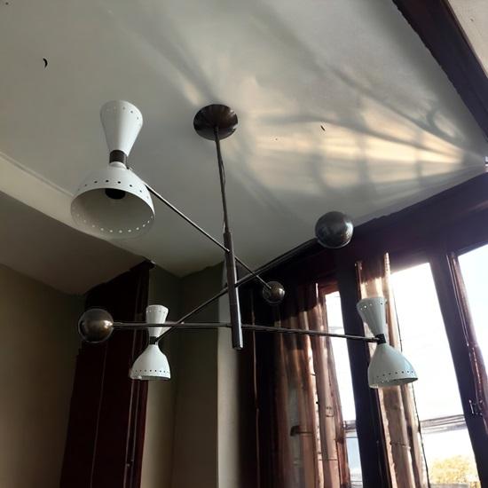 Sputnik 3 Light Mid Century Raw Brass Chandelier Modern Pendant