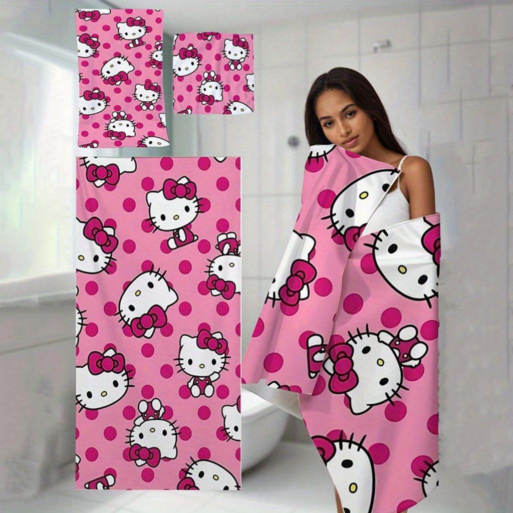 1 Multi-Purpose Sanrio Hello Kitty Towel, Lint-Free, Large Beach Towel, Small Kitchen Towel