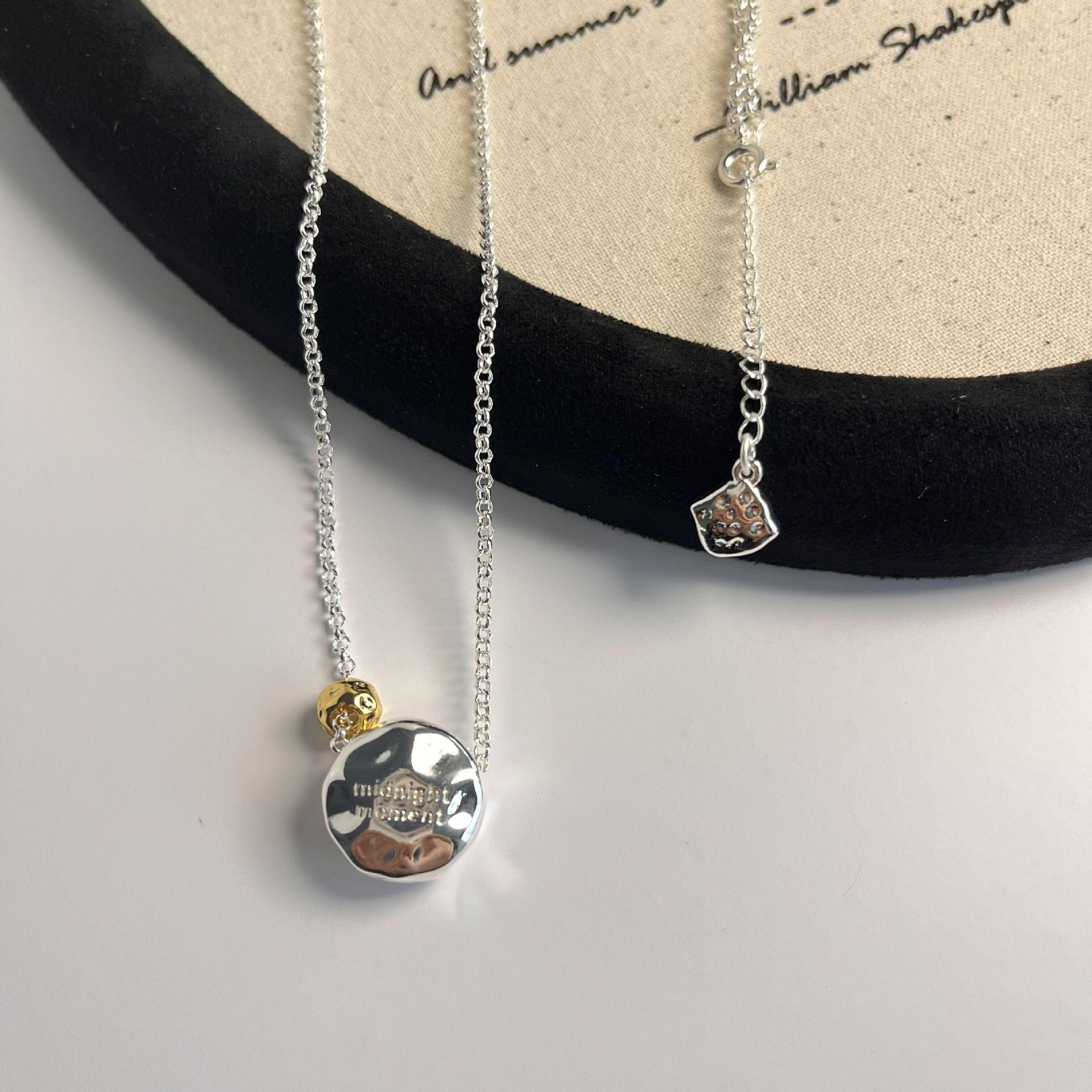 

Midnight gold and silver medium and long necklace irregular texture spherical pendant sweater chain female new product