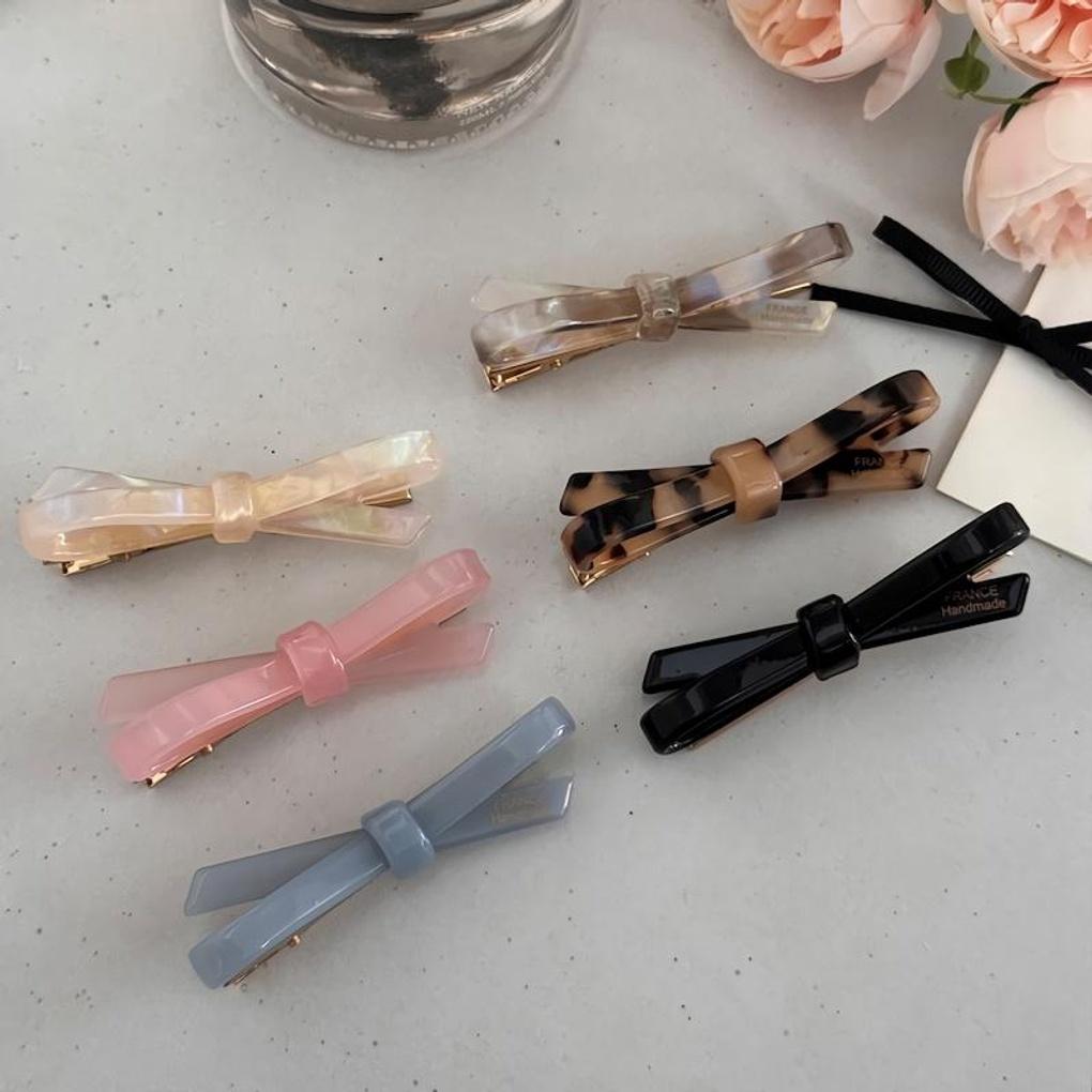 

Women s French Marble Cross Ribbon Clip Pin Hair Clip Leopard