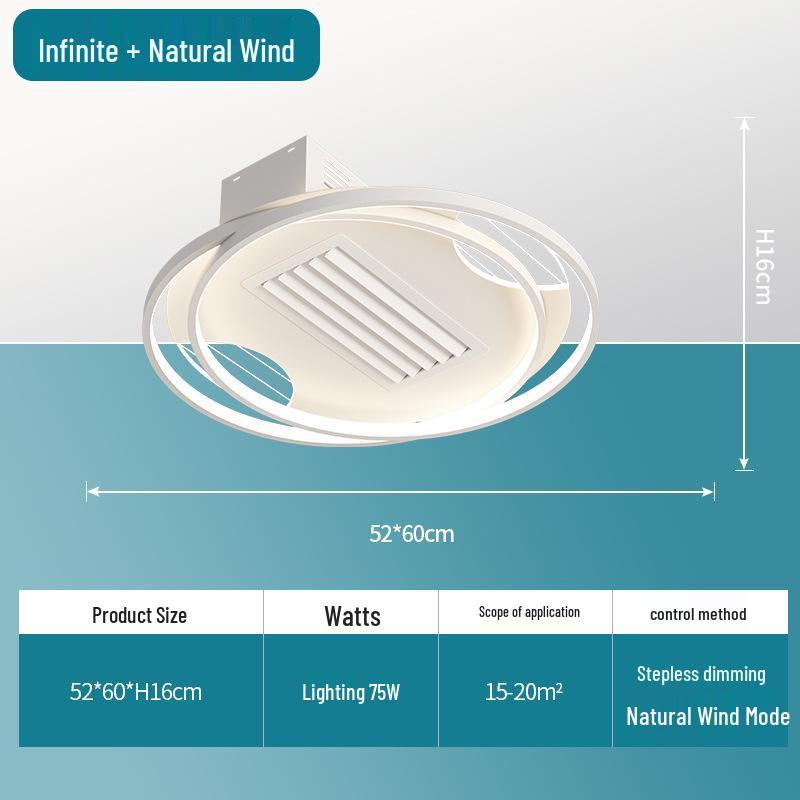 Modern Minimalist Leafless Ceiling Fan with Light - Large Airflow for Living Room & Bedroom