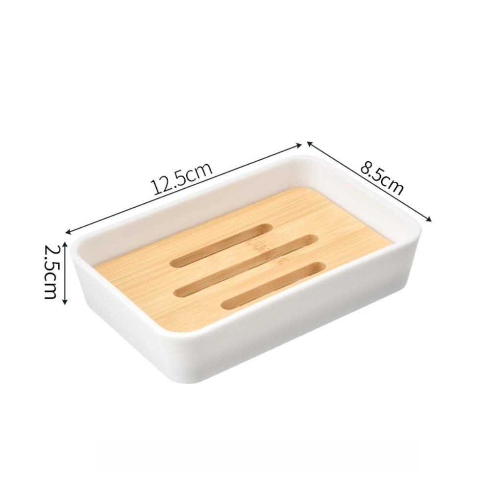 Plastic Draining Soap Dish Space-Saving Soap Box New Bamboo Soap Holder  Bathroom белый