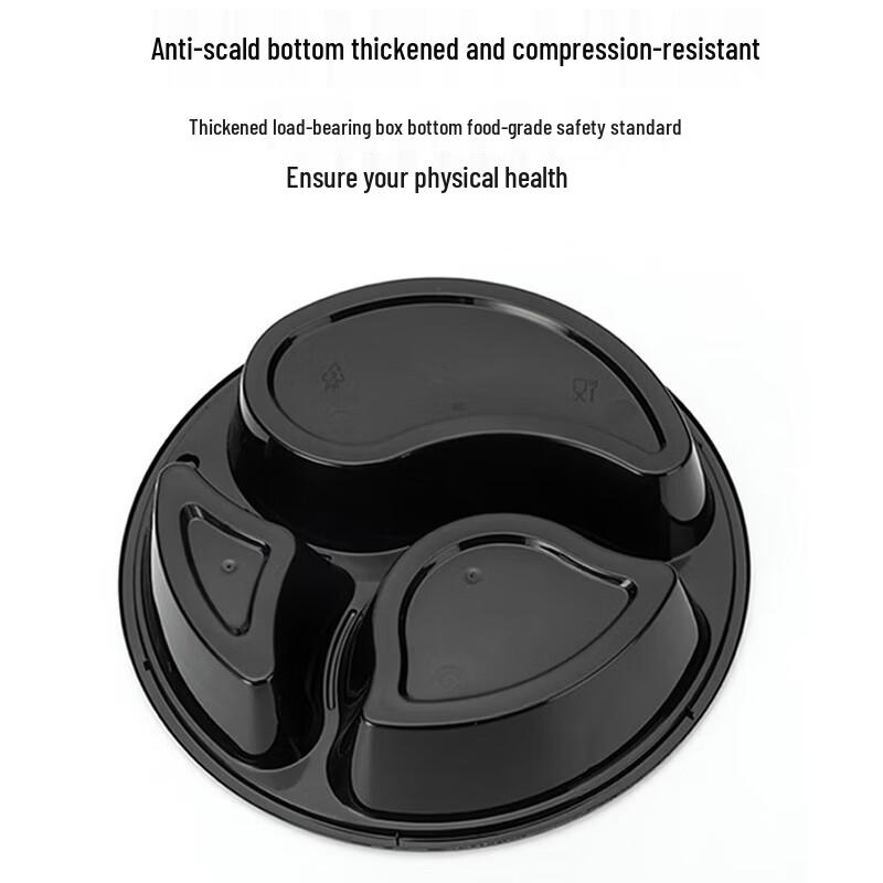Disposable Round 3-Compartment Takeout Container